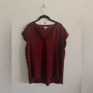 Reitmans Deep Wine V-Neck Cap Sleeve Blouse